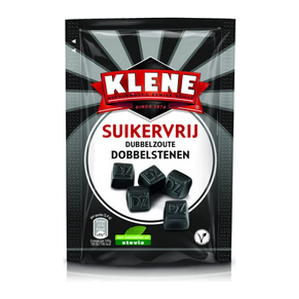 Klene Regaliz | Bolsa de dados doble salada | Paquete de 12 | Regaliz holandés | Regaliz sin azúcar | 46 oz | 1320 Gr