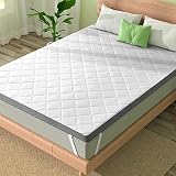 BedStory 4 Inch Memory Foam Cool Gel Mattress Topper Queen Size, Ventilated Fiber-Filled Cover Fitte