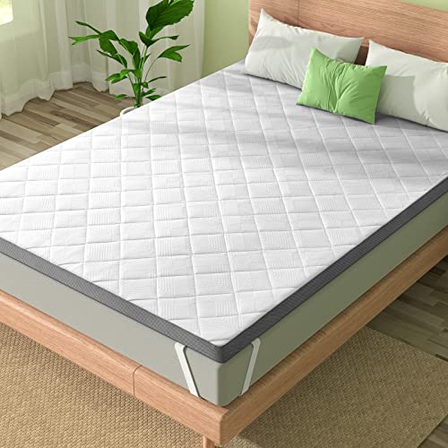 BedStory-4-Inch-Memory-Foam-Cool-Gel-Mattress-Topper-Queen-Size-Ventilated-Fiber-Filled-Cover-Fitted-Topper-Soft-for-Relieving-Pressure-Conforming-Support
