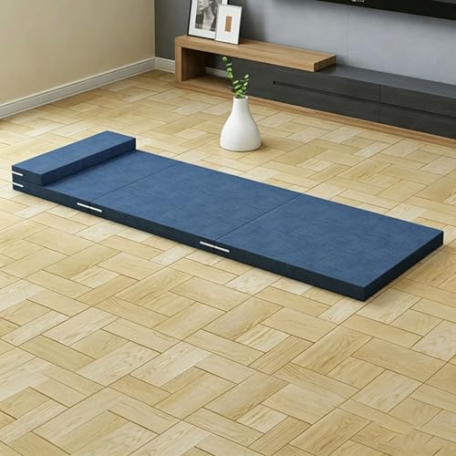 BK&MF Topper sobrecolchón Plegable de Espuma viscoelástica 8cm, colchón Tatami portátil, cubrecolchones y Protector de colchón, cojín versátil para Dormir y Sentarse,Azul,50x180cm(20x71inch)