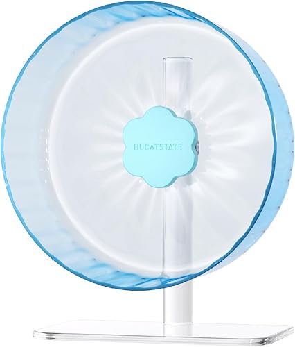 Miniatura 2 de BUCATSTATE Rueda de hámster súper silenciosa, rueda de ejercicio de hámster de 10.2 pulgadas con pista más ancha para chinchilla, jerbos, ratones,