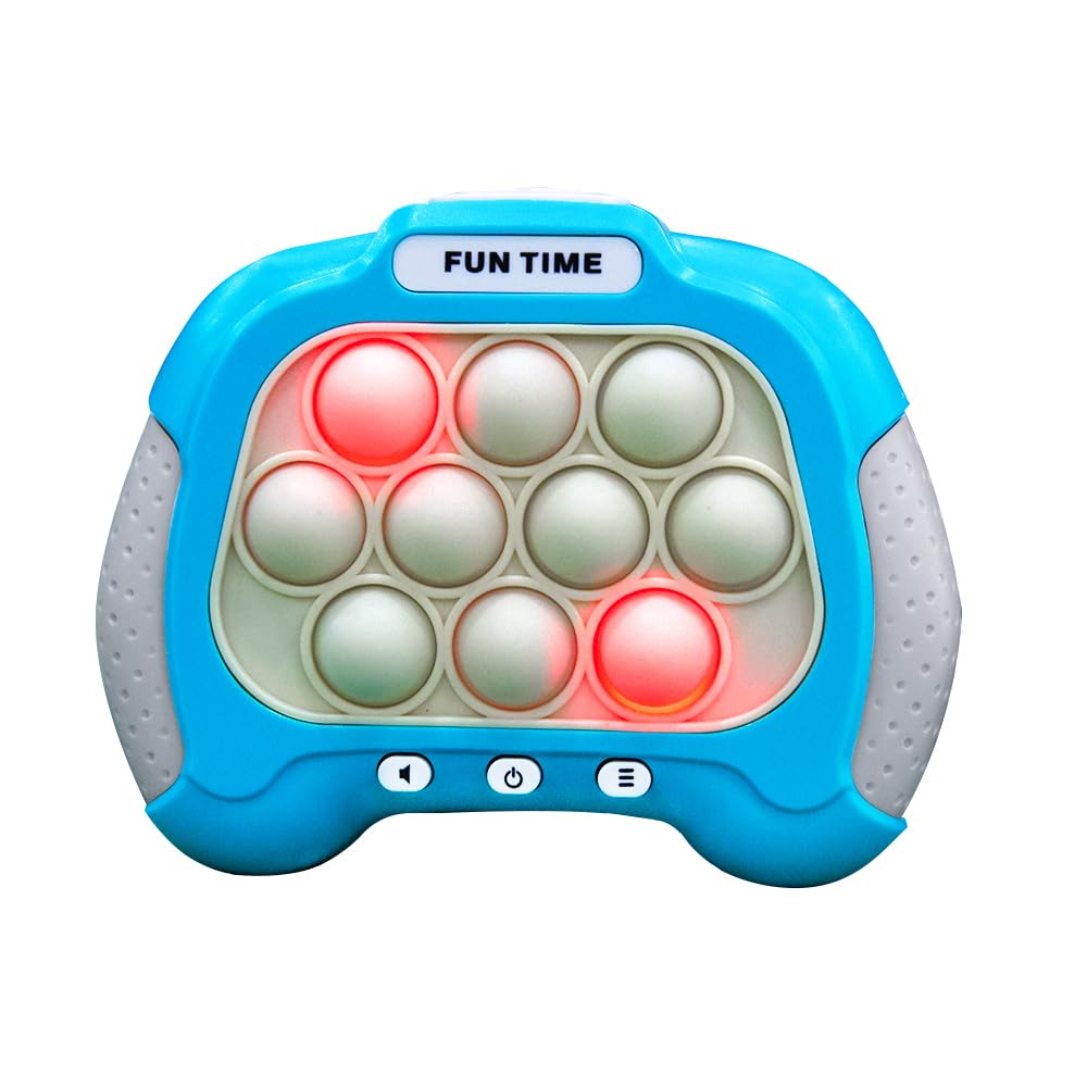 UKR Quick Push Pop It Game Fidget Push Bubble Light Up Pop Stress Relief Pop up Handheld Game (Blue)