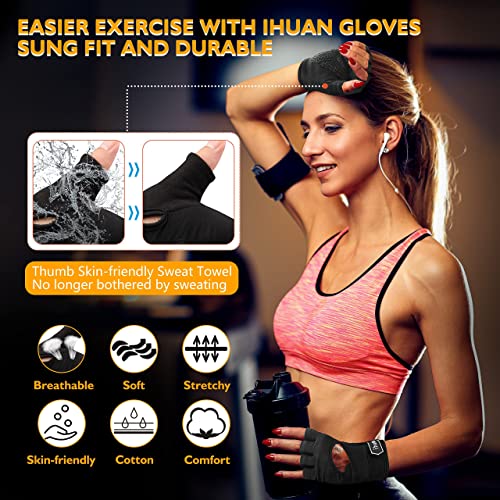 Ihuan New Breathable Workout Gloves For Women & Men - No More Sweaty & Full Palm Protection Gym Exercise, Fitness, Weightlifting, Pull-Ups, Deadlifting, Rowing #TOP2