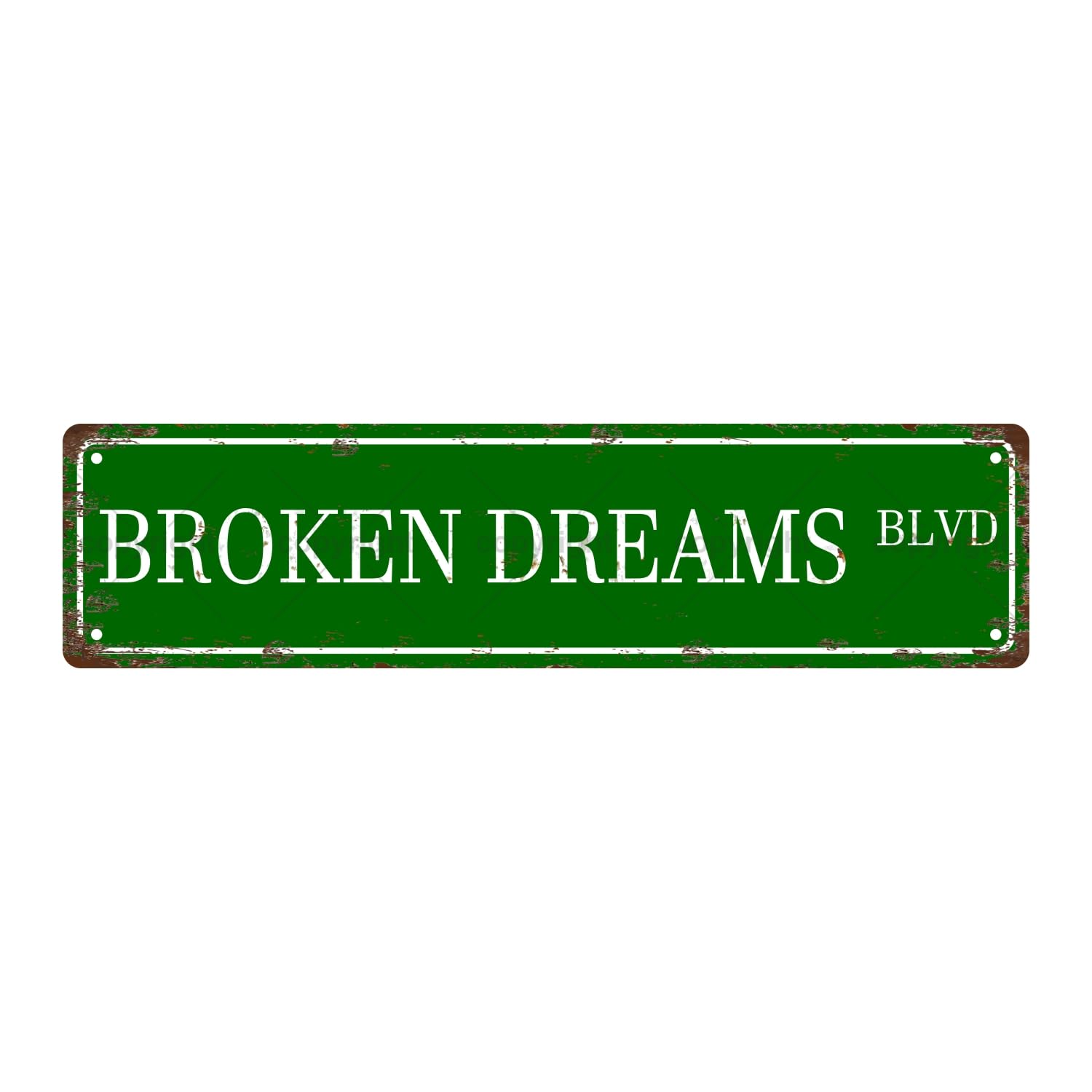 Broken Dreams BLVD Music Metal Tin Street Sign Bar Cafe Garage Cave Home Room Wall Bathroom Farmhouse Garden Porch Patio Decor,4x16 Inch