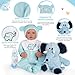 BABESIDE 7 Pcs Reborn Baby Doll Clothes Set with Bassinet for 17-22 Inch Babydolls, Cute Dolls Clothes with Hat Bottle and Elephant Toy for Reborn Baby Doll Accessories, Blue