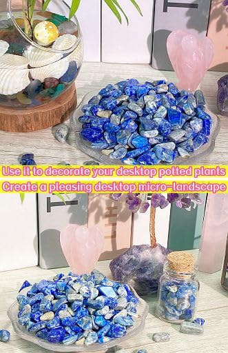 Image of YATOJUZI Lapis Lazuli Aquarium Gravel Rocks Bulk Wholesale Tumbled Crystals Stones Chips Crushed Reiki Energy Balancing Gemstones for Planters Vase Filler Fountain Fish Tank Potted Decor 0.44LB