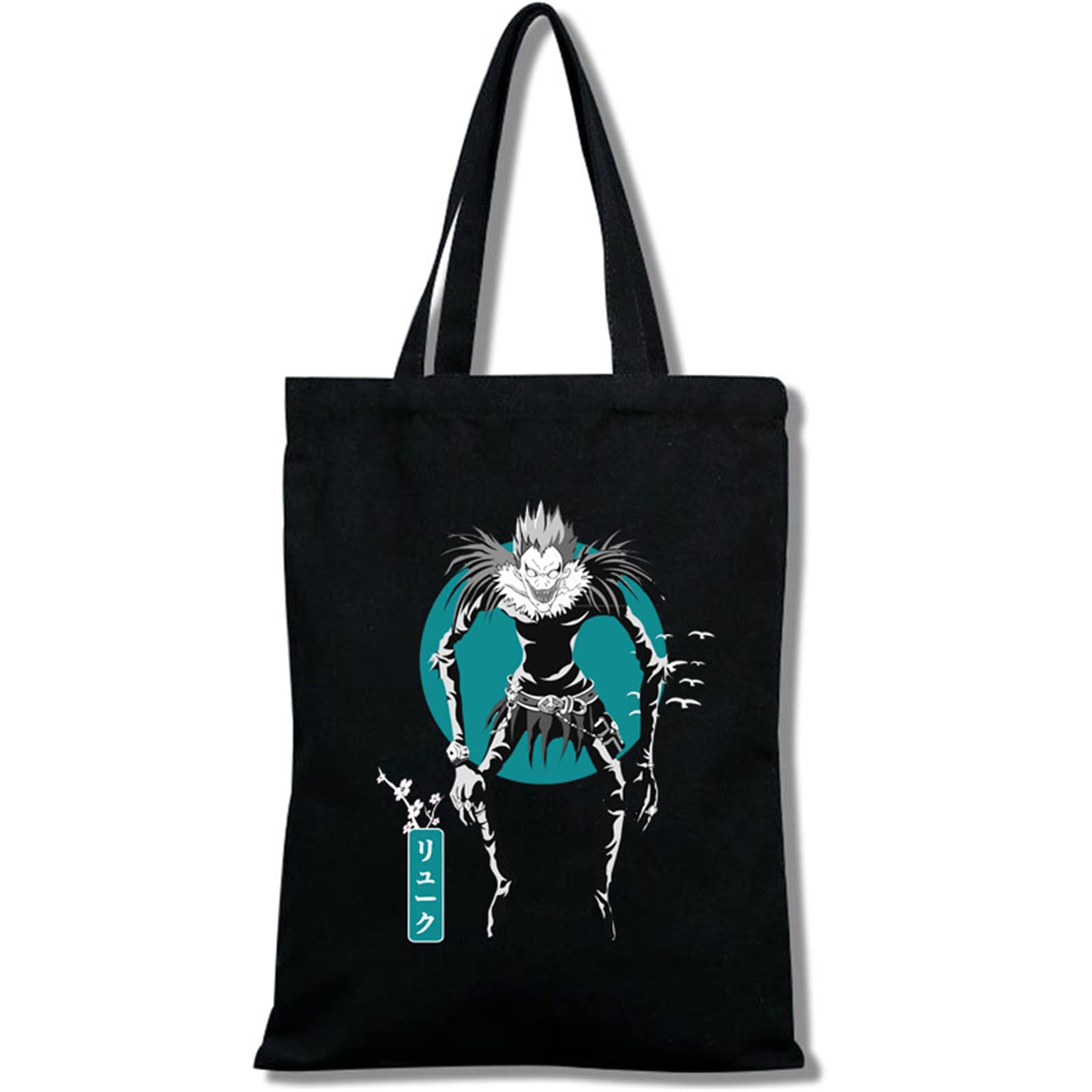 Kewing Women's # 10 Death Note Tote Canvas Bag For Girls Casual Daily School Large Capacity Shoulder Bag Ryuk Yagami Light Lawliet Cosplay Handbag For Anime Fans Gift