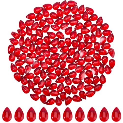 SOFPLATE 1 Caja de 200 Cuentas de Lágrima de Cristal Rojo Cuentas de Vidrio Transparente A Granel de 9x6mm con Forma de Gota de Agua Perforadas En la Parte Superior Dijes para Candelabro Espaciadores