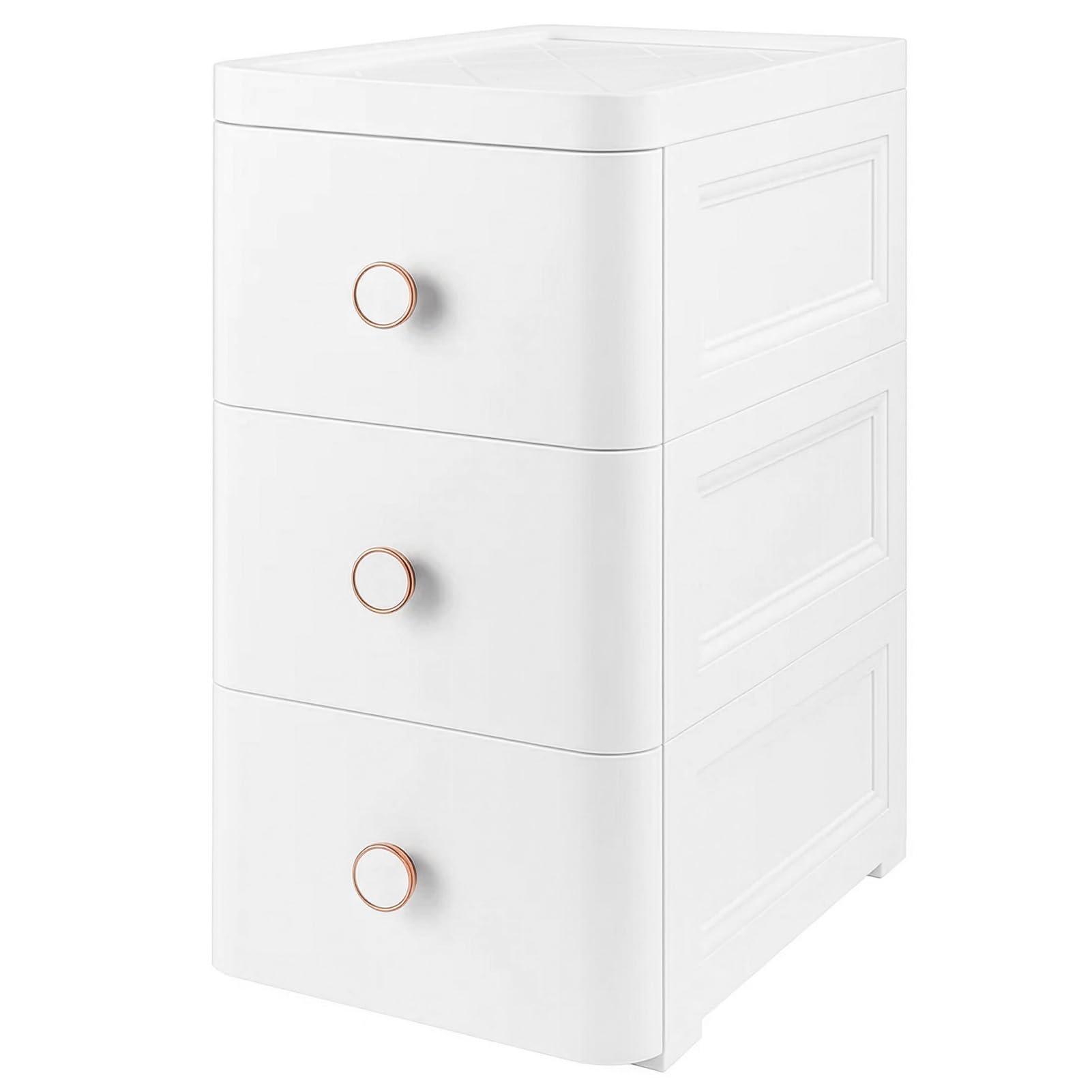 SUNNYNEST 3 Floors Storage Drawers Unit Through Drawers Compact Vertical Design Durable Plastic Ideal for Organizing Office Crafts and Household Items (White)