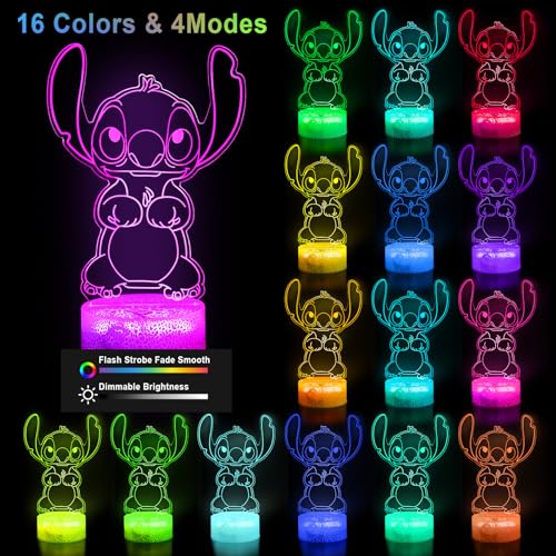 Image of KIEAL 16 Colors Cartoon Night Light, Anime Character Change Decor Lamp with Remote, Dim, Timer, Fans Kids Gifts for Christmas Birthday Boys Girls