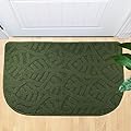 TOONOW Indoor Doormat Front Door Mat,30"x18", Low-Profile Machine Washable Kitchen Rug, Absorbent Mud Half Round Entrance Mat for Outdoors, Bathroom, Patio, Bedroom, Green