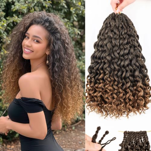 xrngrng Gogo Curl Crochet Hair Protein Fiber Close to Human Hair 7 Packs Pre looped Water Wave Crochet Hair Deep Twist Synthetic Braiding Hair for Women (T30, 8Inch)