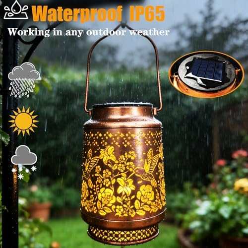 Solar Lanterns 야외 방수, 정원 장식, 벌새, 백합, 장미 — 사진 3