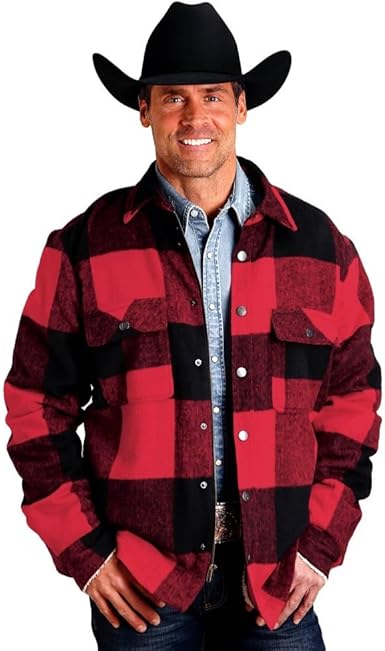 Stetson Western Jacket Mens Buffalo Plaid S Red 11-097-0119
