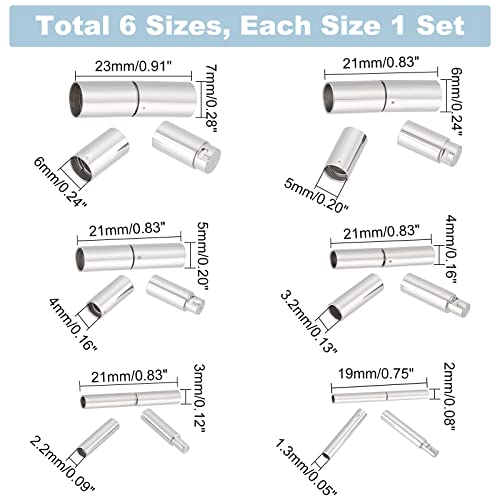 UNICRAFTALE 6 Sets 6 Sizes Bayonet Clasps Stainless Steel Cord End Caps 1.3~6mm Hole Leather Rope Clasps Jewelry Clasps Bracelet Necklace Clasp Fit for 1-6mm Leather Rope - Image 3