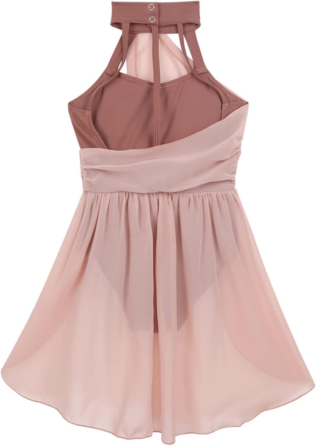 Kids Girls Halter Cutout Ballet Leotard Chiffon Dress Modern Contemporary Lyrical Dance Costume