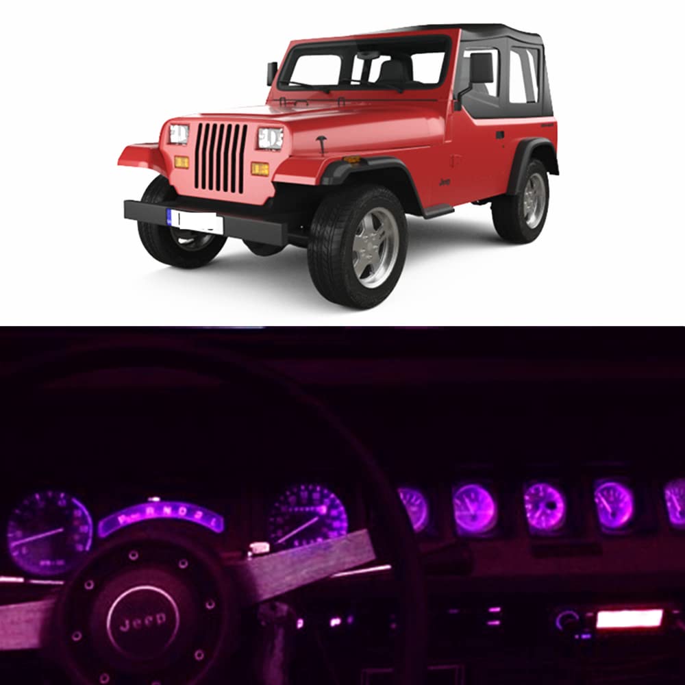 WLJH Pink Plug-and-Play LED Dash Cluster Kit for 1987-1991 Jeep Wrangler