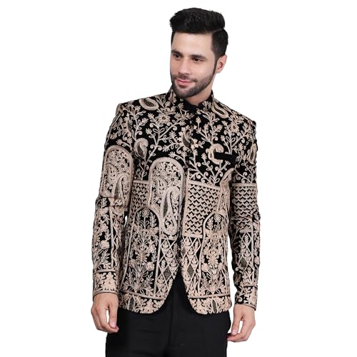 Image of WINTAGE Men's Embroidered Velvet Bandhgala