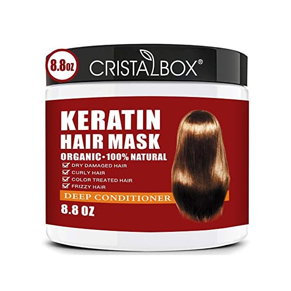 CRISTALBOX Keratin Hair Mask,Deep Repair Damage Hair Root, 250ml Hair Mask for Dry Damaged Hair,Hair Treatment Mask Keratin Hair & Scalp Treatment,Natural Deep Conditioner Hydrating Hair Masque