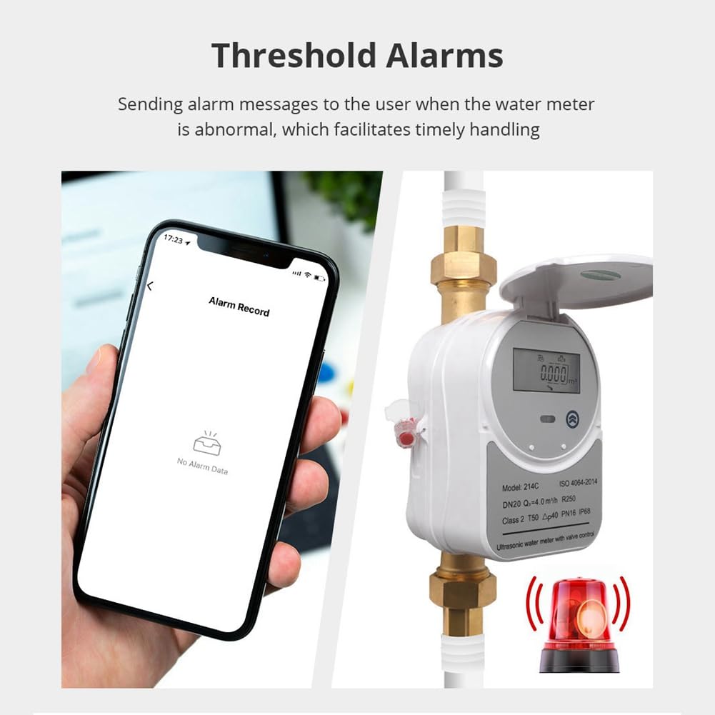 Misuratore di acqua ad ultrasuoni Zigbee DN15 con Valvola, Display LCD, Misurazione della quantità di acqua, Flusso di Consumo IP68, Misurazione del Consumo di Acqua, Display LCD Digitale