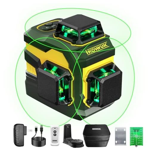 Niveau Laser 3x360° autonivelant, Laser Chantier Autonivelant vert 3D, 5200mAh Batterie Rechargeable, Line Ligne Laser Verte Horizontal et Verticale avec Télécommande,Mode Pulsé Extérieur