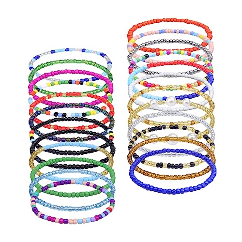 Pulseras de tobillo bohemias de estilo elegante y colorido con cuentas transparentes