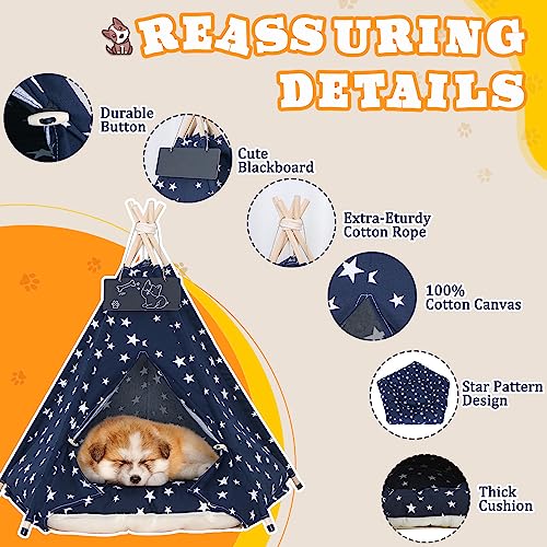 Dog Teepee Pet Tents Portable Houses Puppy Cat Dogs Bed With Thick Cushion Indoor Outdoor (Night Star) #TOP2