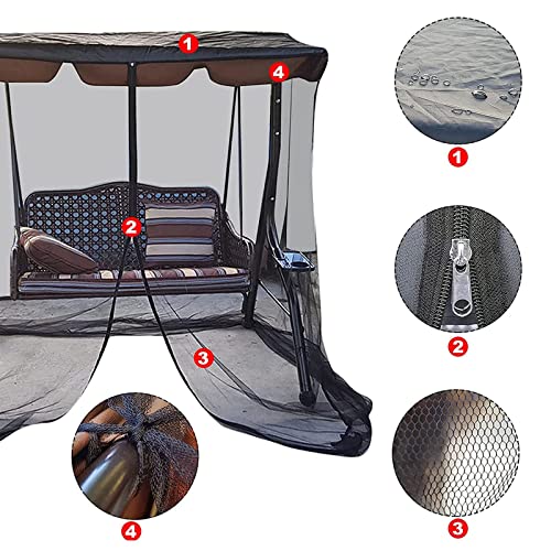 Minusone Mosquito Netting For Patio, Patio Swing Net, Outdoor Mesh Screen With Zipper Opening And Roof Waterproof Tent,Black Porch 2/ 3 Seater (3 125X205X205Cm) #TOP7