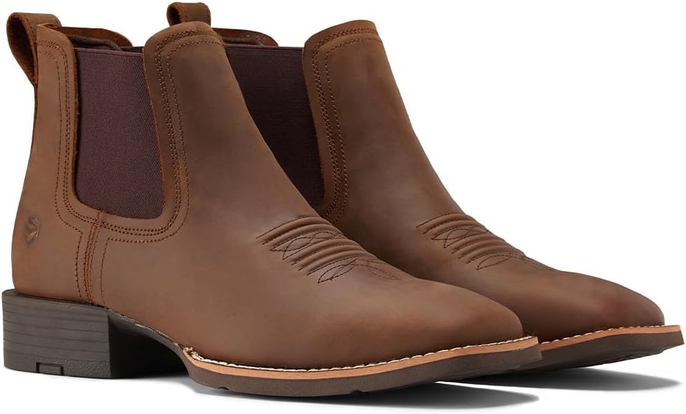 SUREWAY Western Cowboy Boots for Men,Square Toe Casual/Work/Chukka Boots, Ankle Length Classic Comfort Oxford Style Footwear