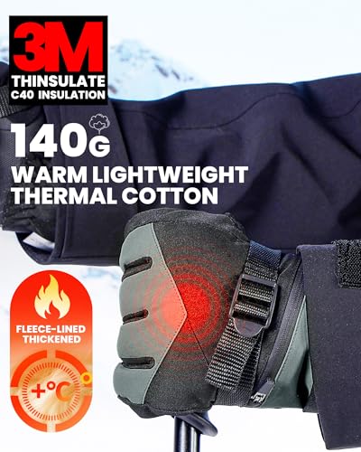 OutdoorMaster 3M Thinsulate - Guantes de Nieve para Mujer y Hombre, Guantes de Snowboard cálidos para Invierno, Impermeables, térmicos con Doble Bolsillo para esquí, Snowboard, Deportes de Invierno - imagen 2