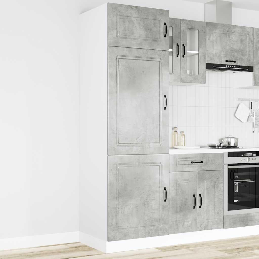 vidaXL Armoire de Cuisine Kalmar Gris béton Bois d'ingénierie, Armoire de Cuisine Blanche, Armoire de Cuisine latérale, Meuble de Cuisine autoportant
