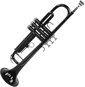 RiToEasysports Conjunto de Trompete Em Si Bemol, Instrumento Musical de Reposição Em Metal Com Bocal Removível, para Iniciantes e Profissionais (Preta)