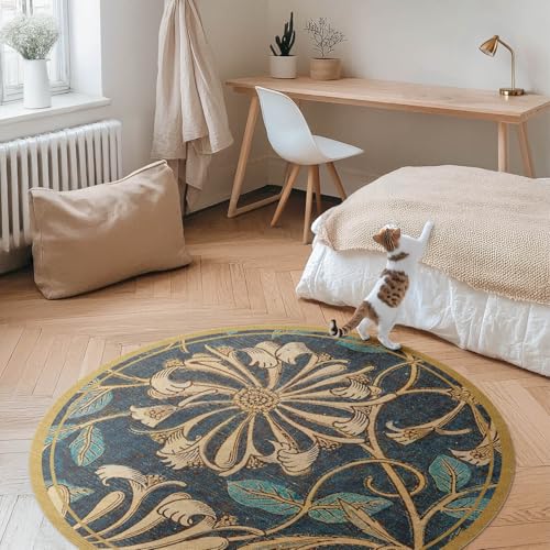 Tapis entretien facile rond ø50 cm anti-rayure pour sol cuisine et salon