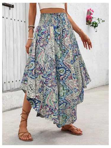 MakeMeChic Women's Boho Skirt Summer Beach Floral Flowy Long Midi Skirt3