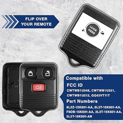 KeylessOption Key Fob Cover Case Replacement for 1998 1999 2000 2001 2002 2003 2004 2005 2006 2007 2008 2009 2010 2011 2012 2013 2014 2015 2016 Ford F150 Lincoln Mercury Remote Shell, 3-Button