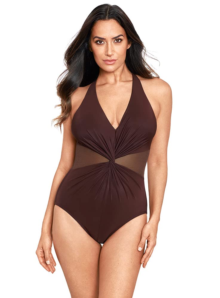 Miraclesuit Womens Swimwear Illusionist Wrapture Halter Soft Cup One Piece Swimsuit