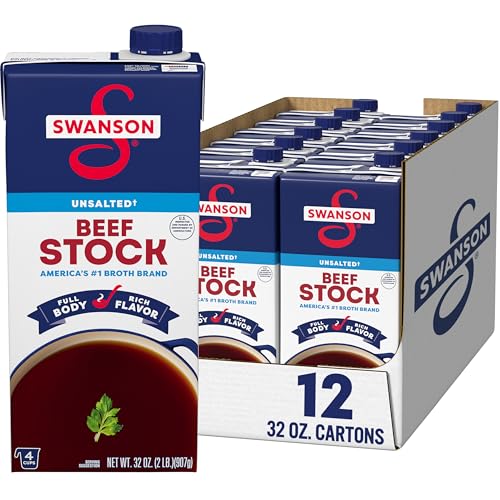 SWANSON S 100% Natural Unsalted Beef Stock, 32 Oz Carton (Pack of 12)