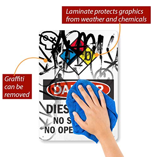 Smartsign "Danger - Diesel Fuel, No Smoking No Open Flames" Nfpa Sign | 10" X 14" Aluminum #TOP5