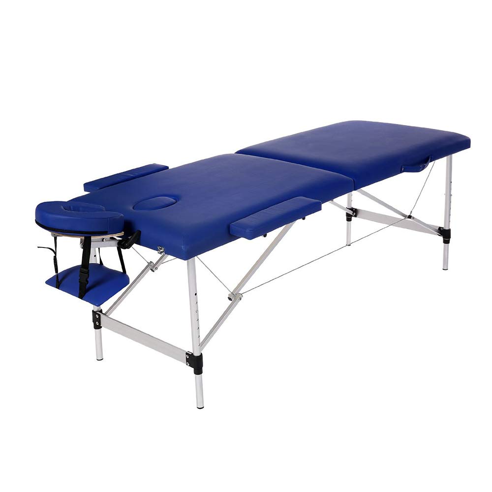 Masaje de 2 Secciones Camilla Cama Portatil Plegable Ligera Camillas Masajes de Profesional Altura Ajustable con Patas de Aluminio con Reposacabezas, Apoyabrazos, Bolsa de transporte