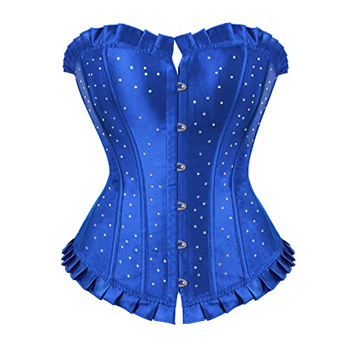 LFFW Corset Bustier Pirate Corsé Mujer Goticos (EU(32-34) S, Azul)