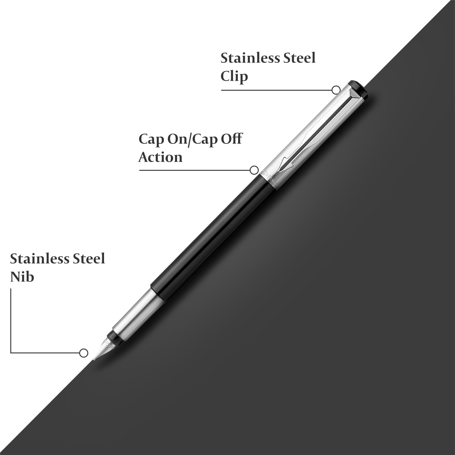 Parker Vector Fountain Pen - Chrome Trim & Blue Ink -2
