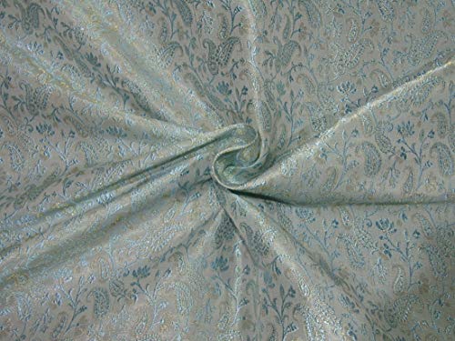 Brocart de soie bleu azur de 111,8 cm idéal pour robe de soirée chic