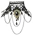 Produktbild Gothik Spitzen Halskette mit Brosche - Schwarz - Cosplay Karneval Halloween Vampir Hexe Kostüme Collier Kropfband
