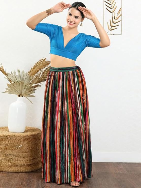 Image of Dupion Silk Solid Non Padded Saree Blouse Top V-Neck Short Sleeves Hook and Eye Closure and Tie-Up Back Choli