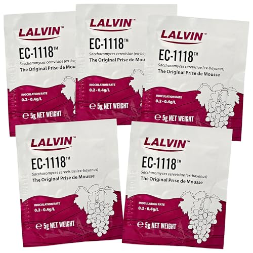 5x Lalvin EC-1118 Champagne Yeast 5g Sachet