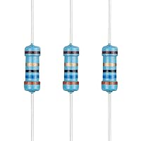 Vista 24 de 100 resistencias de 1 ohm 1/2 W (0.5 vatios) ±1% tolerancia de película metálica, resistencia fija de múltiples valores de resistencia opcional