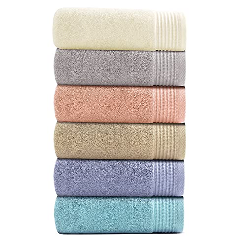 Juego de 6 toallas de mano para baño, 100 % algodón puro, ultrasuaves, gruesas y lujosas, también para rostro y cuerpo, para los huéspedes, peluquería, hotel o spa, muy absorbentes