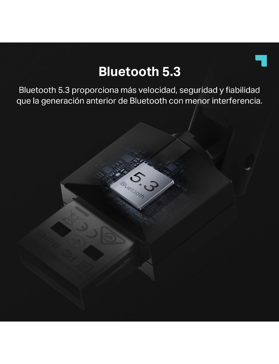 TP-Link UB500 Plus Adaptador USB Bluetooth 5.3 (EDR & BLE), Conexión Estable y de Largo Alcance, Compatible con Win 11/10/8.1/7, Plug & Play para computadora, portátil, Mouse, Teclado y Altavoz
