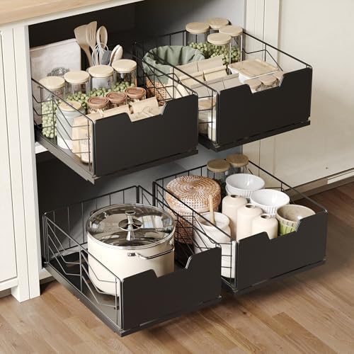 NETEL Pull Out Cabinet Organizer, 2 Pack No Drill Slide