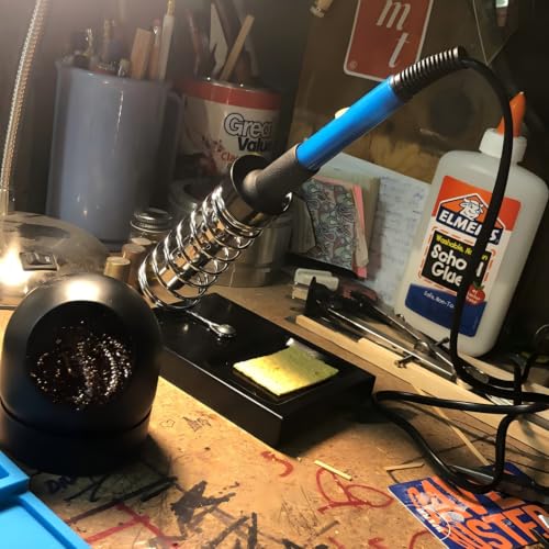 Image of Soldering Iron Stand Holder with Tip Cleaner and Sponge Brass Base